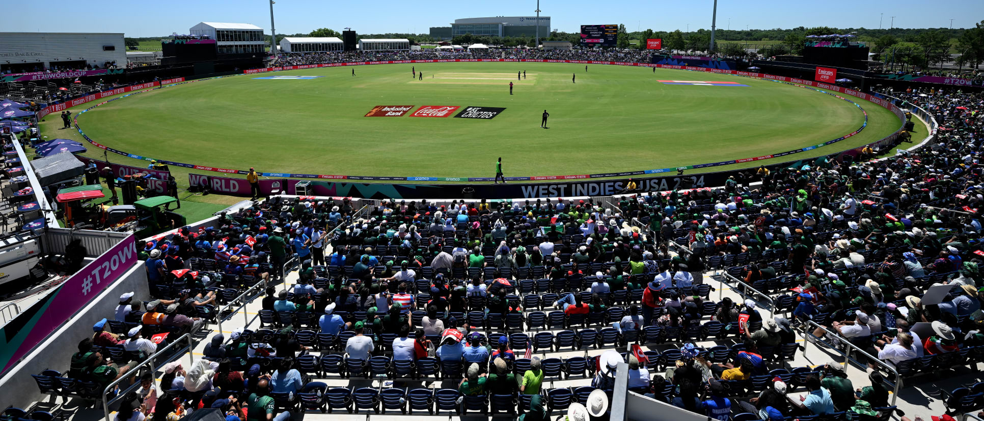 A general view during the ICC Men's T20 Cricket World Cup West Indies & USA 2024 match between USA and Pakistan at Grand Prairie Cricket Stadium on June 06, 2024 in Dallas, Texas.