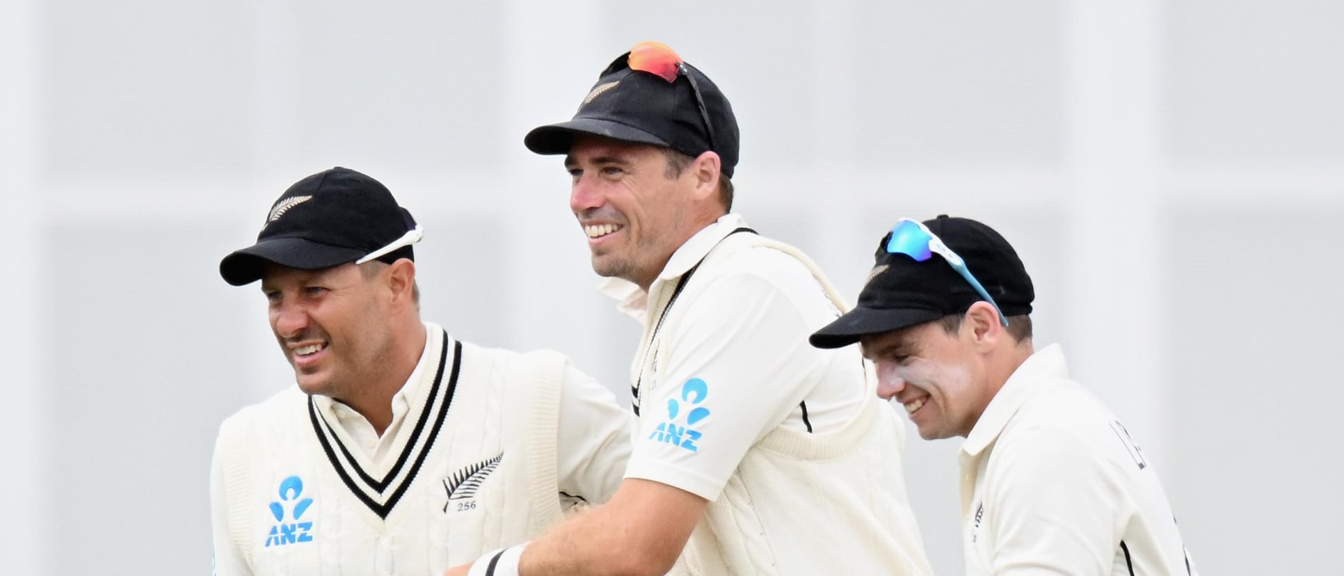 Neil Wagner Tim Southee Tom Latham of New Zealand