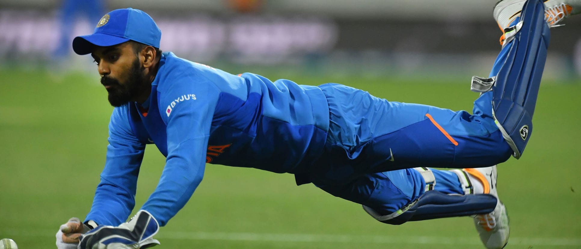 KL Rahul wicketkeeping for India in a T20I in New Zealand in 2020