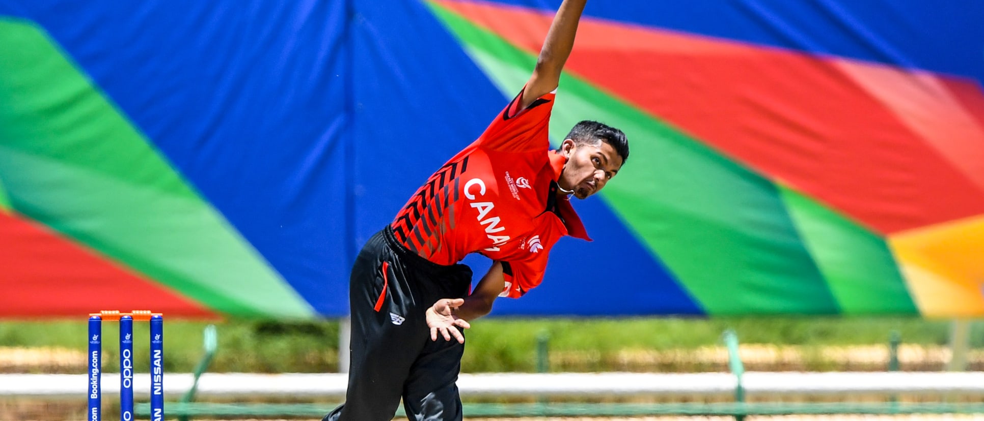 Akhil Kumar of Canada during the ICC U19 Cricket World Cup Group D match between South Africa and Canada at JB Marks Oval on January 21, 2020 in Potchefstroom, South Africa.