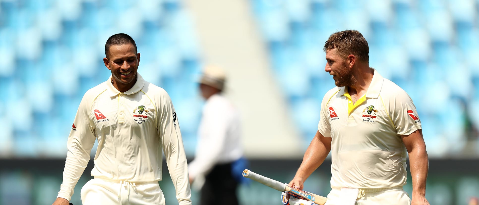 Usman Khawaja (left) and Aaron Finch (right) impressed as an opening pair in the UAE
