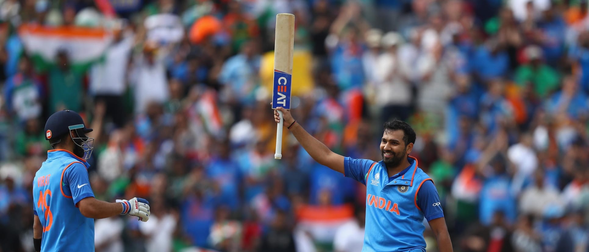 A match-winning century by Rohit Sharma saw India home and through to the finals of the Champions Trophy 2017