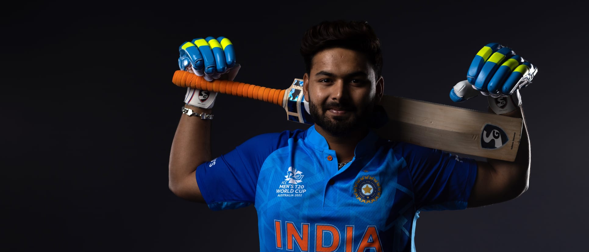 Rishabh Pant poses during the India ICC Men's T20 Cricket World Cup 2022 team headshots at The Gabba