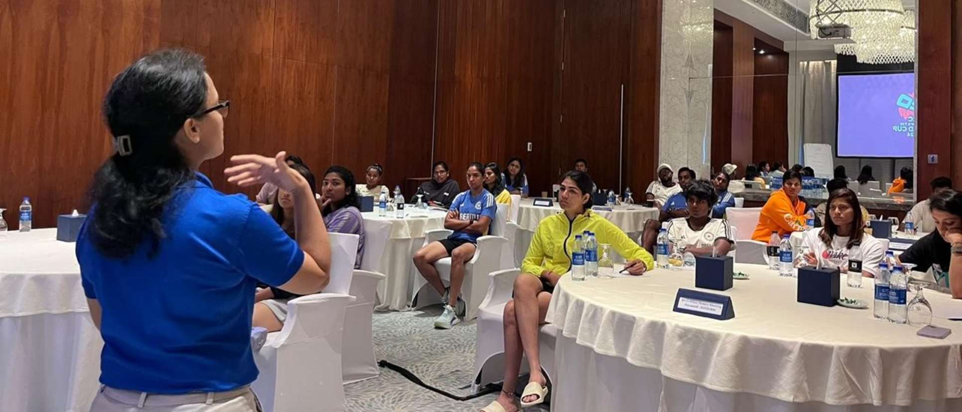 A mental health awareness session during the ongoing ICC Women’s T20 World Cup 2024