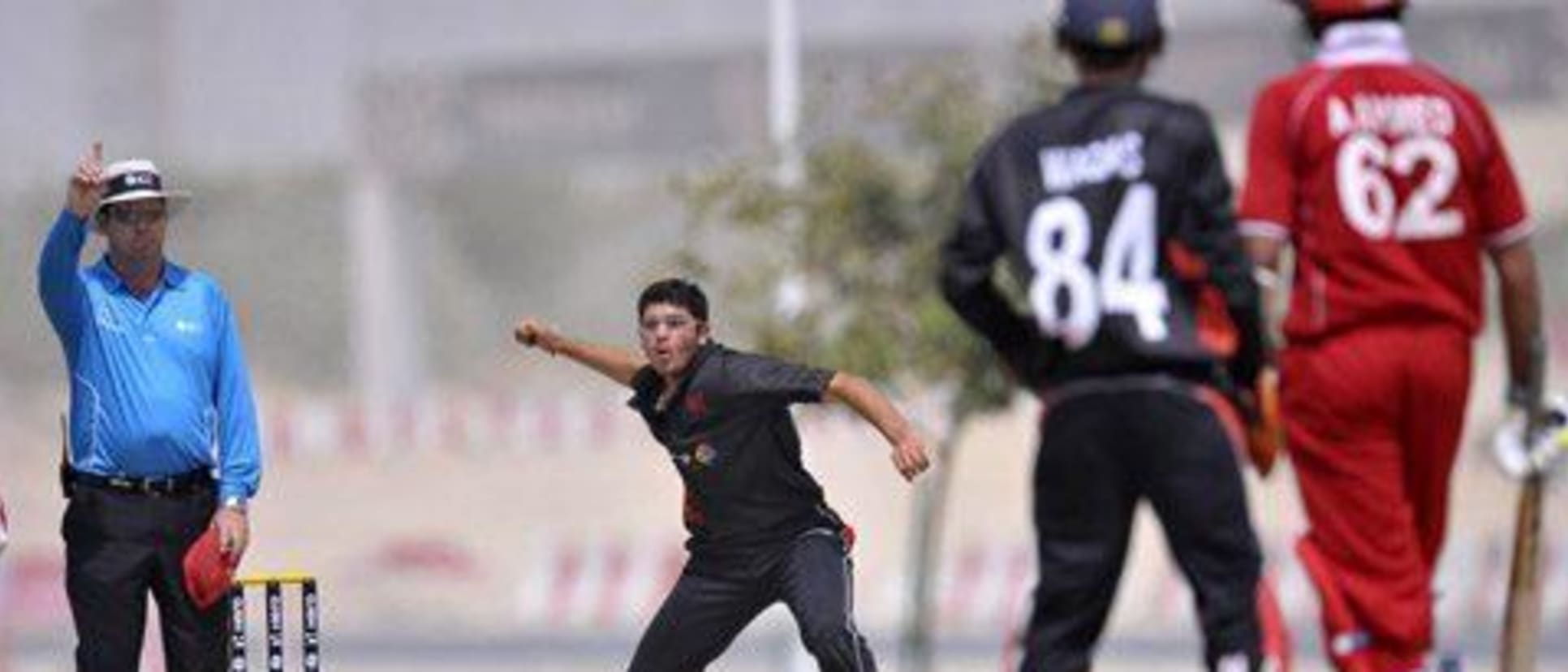 32291 Hk's Kinchit Shah after taking a Danish wicket at the ICC World Twenty20 Qualifier, UAE 2012..jpg
