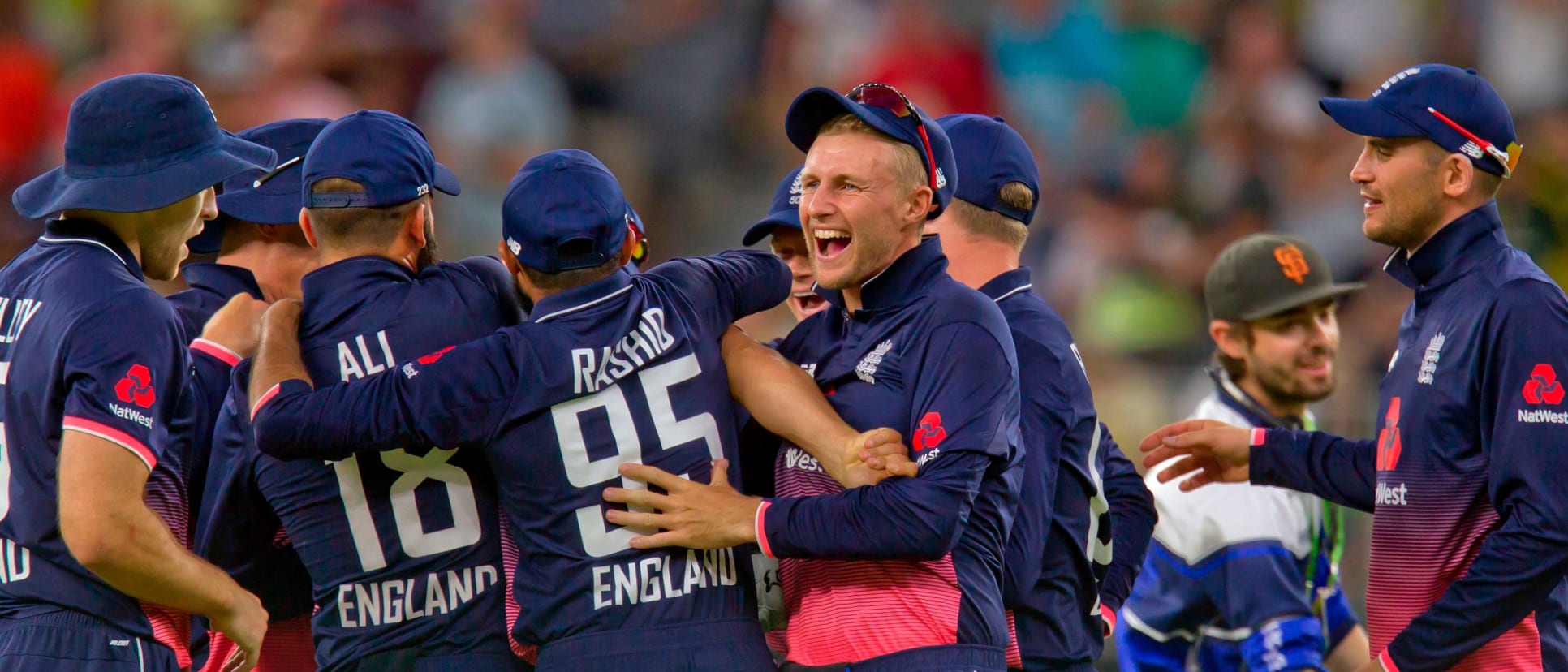 England players celebrate their win over Australia