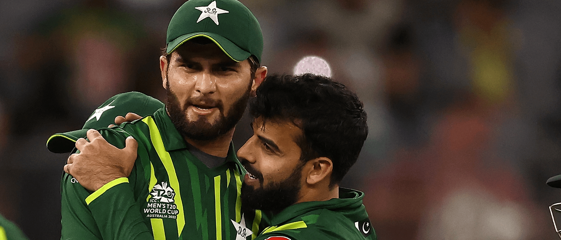 Shaheen Afridi and Shadab Khan of Pakistan celebrate the wicket of Milton Shumba of Zimbabwe during the ICC Men's T20 World Cup match between Pakistan and Zimbabwe 1920x1080