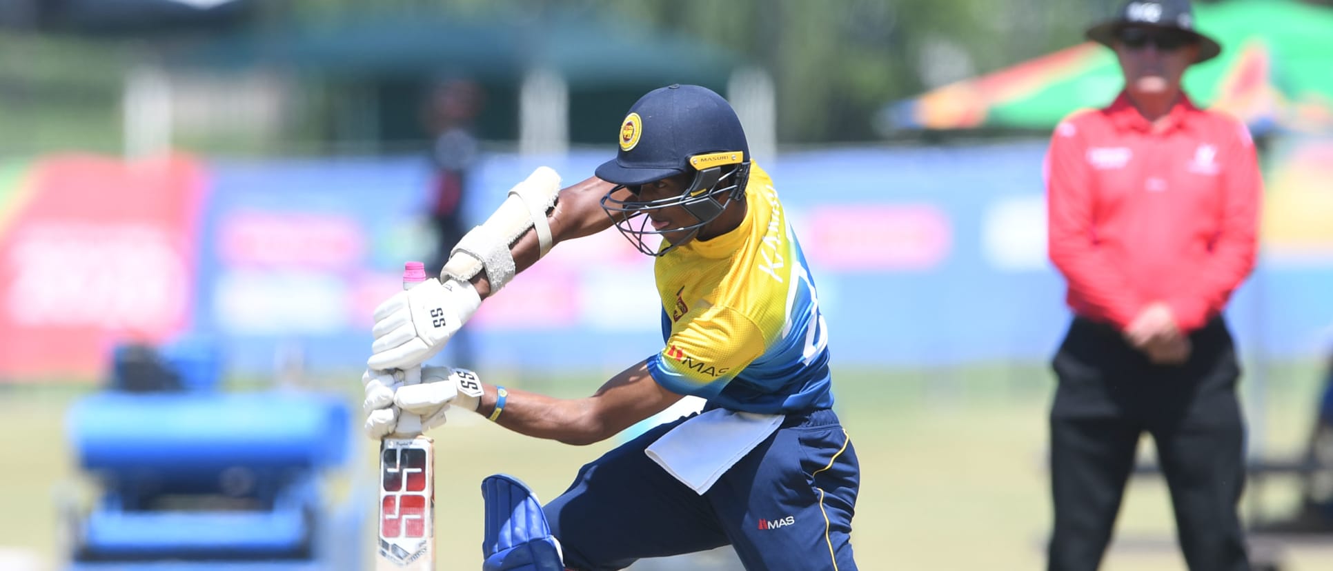 Kamil Mishara of Sri Lanka during the ICC U19 Cricket World Cup Plate Semi-Final match between Sri Lanka and Scotland at Absa Puk Oval on January 30, 2020 in Potchefstroom, South Africa.