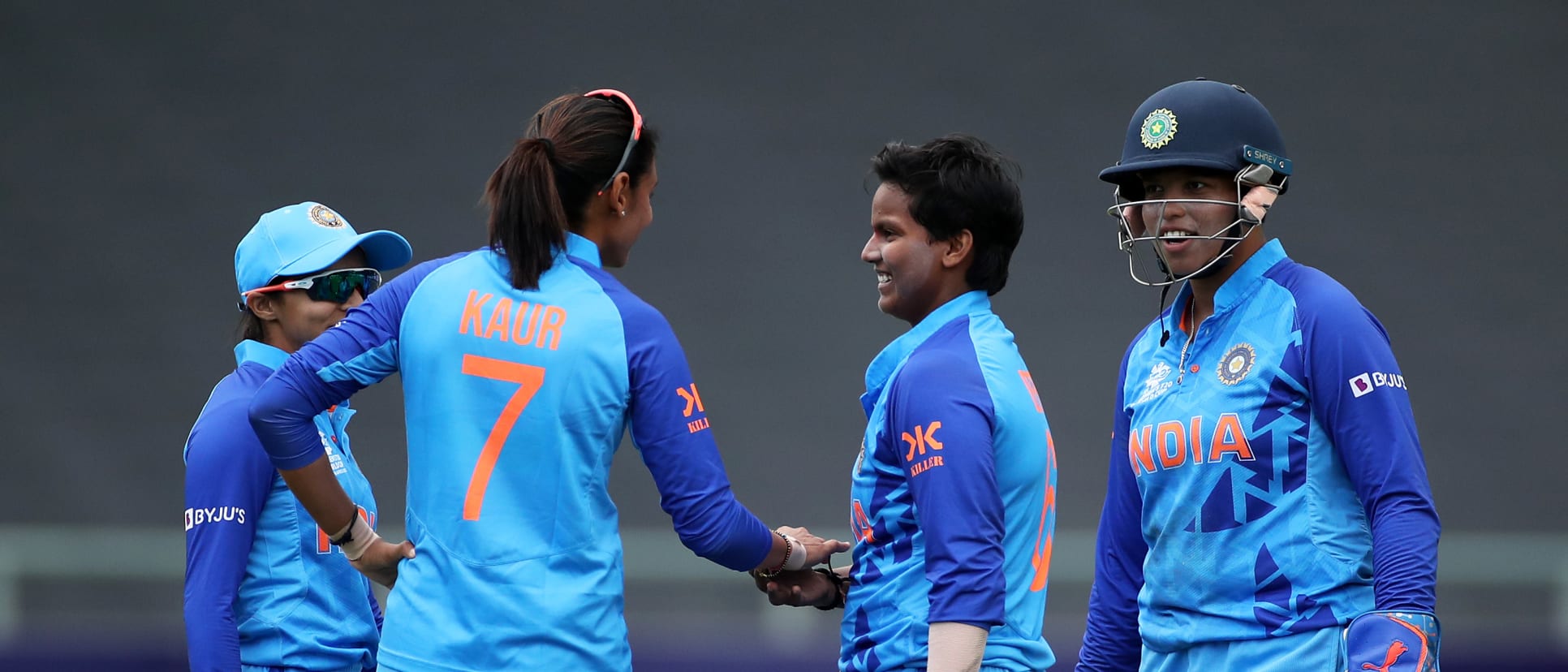 Deepti Sharma of India celebrates the wicket of Afy Fletcher of West Indies for their 100th T20 international wicket during the ICC Women's T20 World Cup group B match between West Indies and India at Newlands Stadium on February 15, 2023..