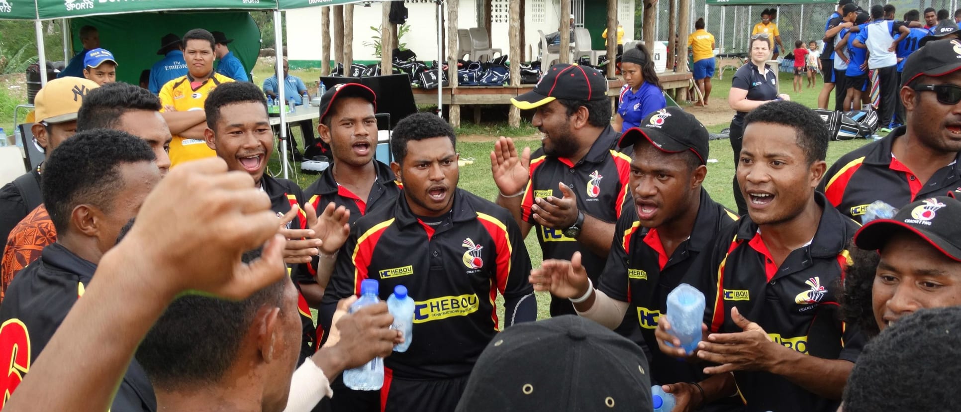 PNG Garamuts sing their song following their fourth win.