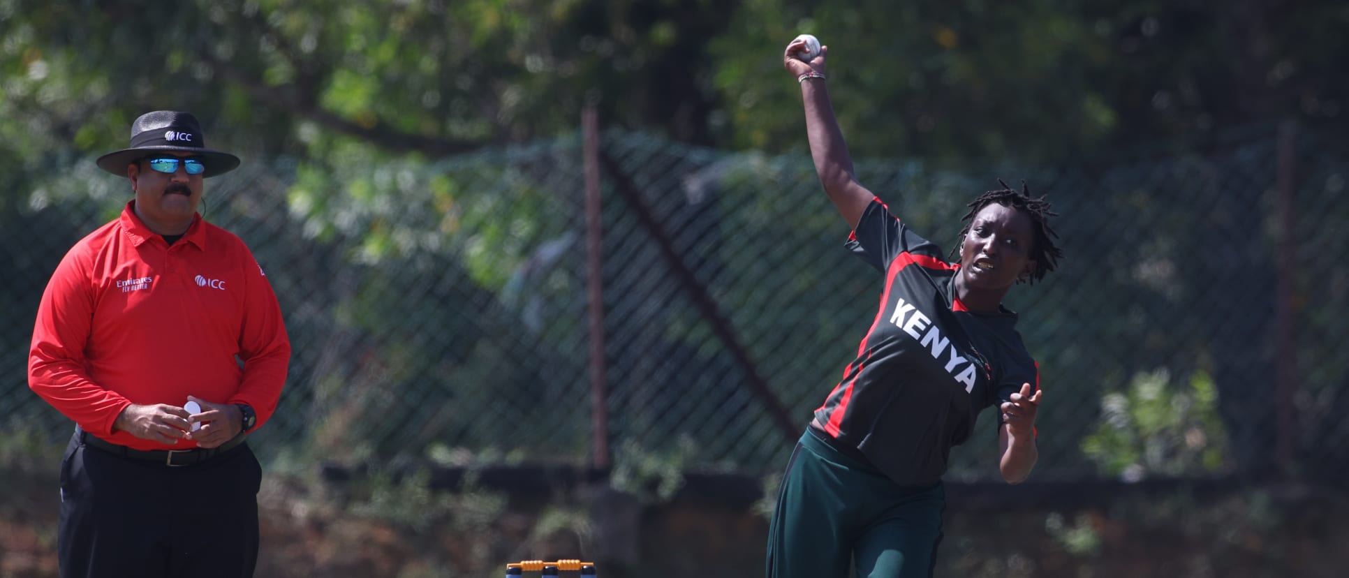 Esther Wangare Wachira of Kenya bowling during the CWG Qualifier 2022