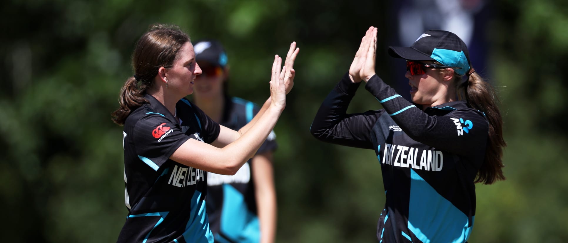 Kayley Knight of New Zealand celebrates the wicket of Ni Kadek Dwi Indriyani of Indonesia