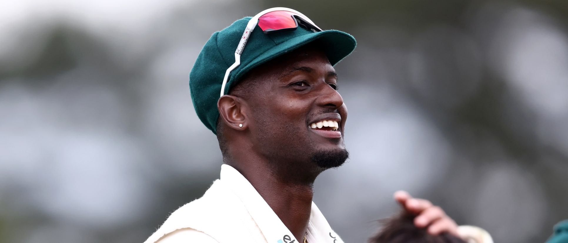 Jason Holder reacts during a County Championship match between Worcestershire and Somerset