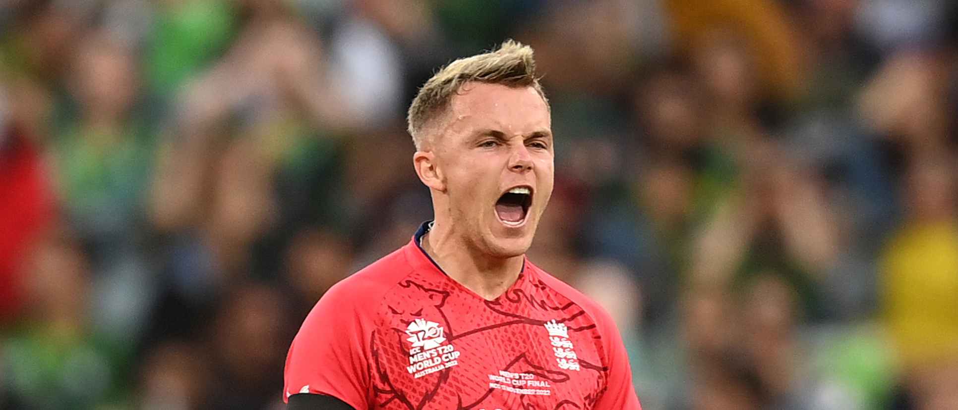 Sam Curran of England celebrates after dismissing Mohammad Rizwan during the ICC Men's T20 World Cup Final match between Pakistan and England 1920x1080