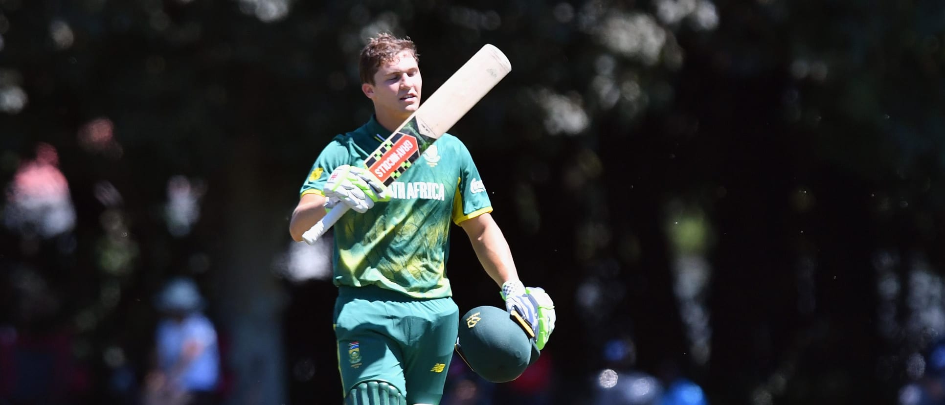 Raynard van Tonder of South Africa celebrates his century