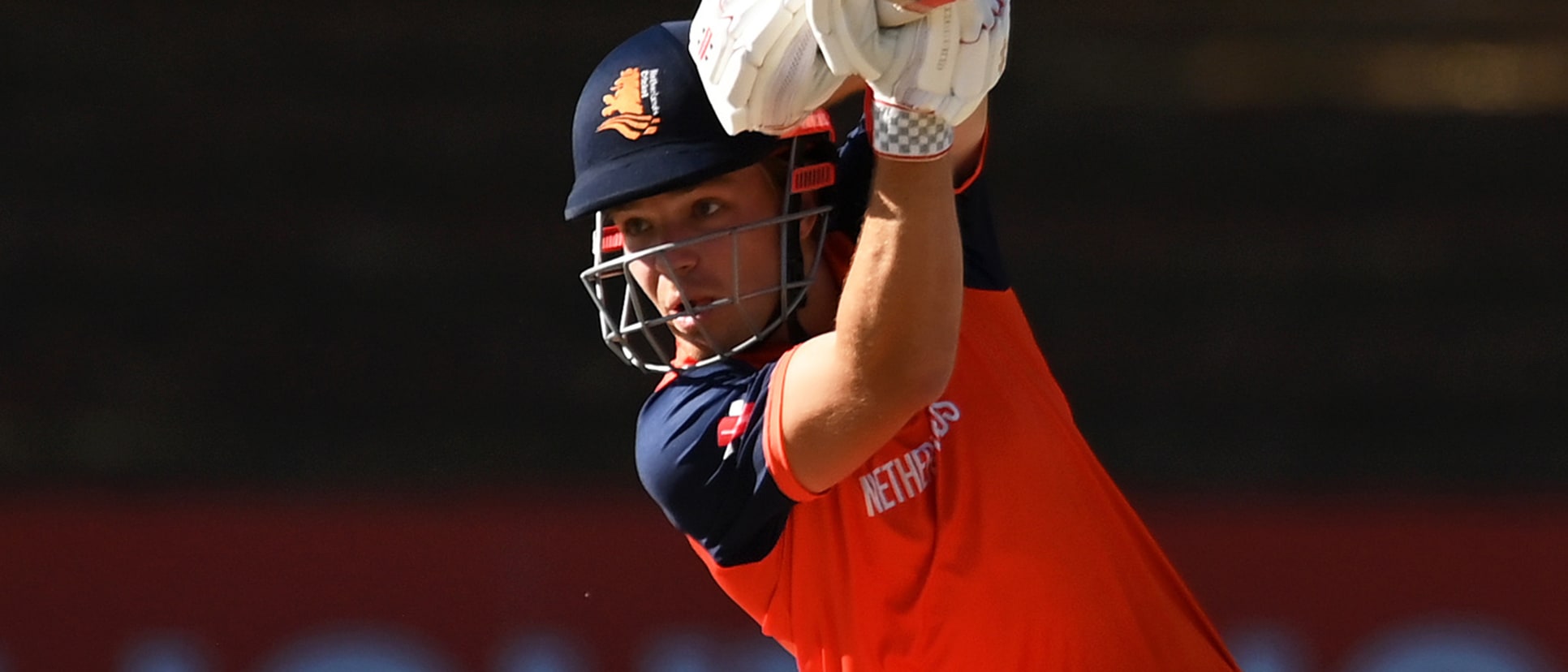 Bas de Leede of Netherlands plays a shot during the ICC Men's Cricket World Cup Qualifier Zimbabwe 2023 Super 6 match between Scotland and Netherlands (2)