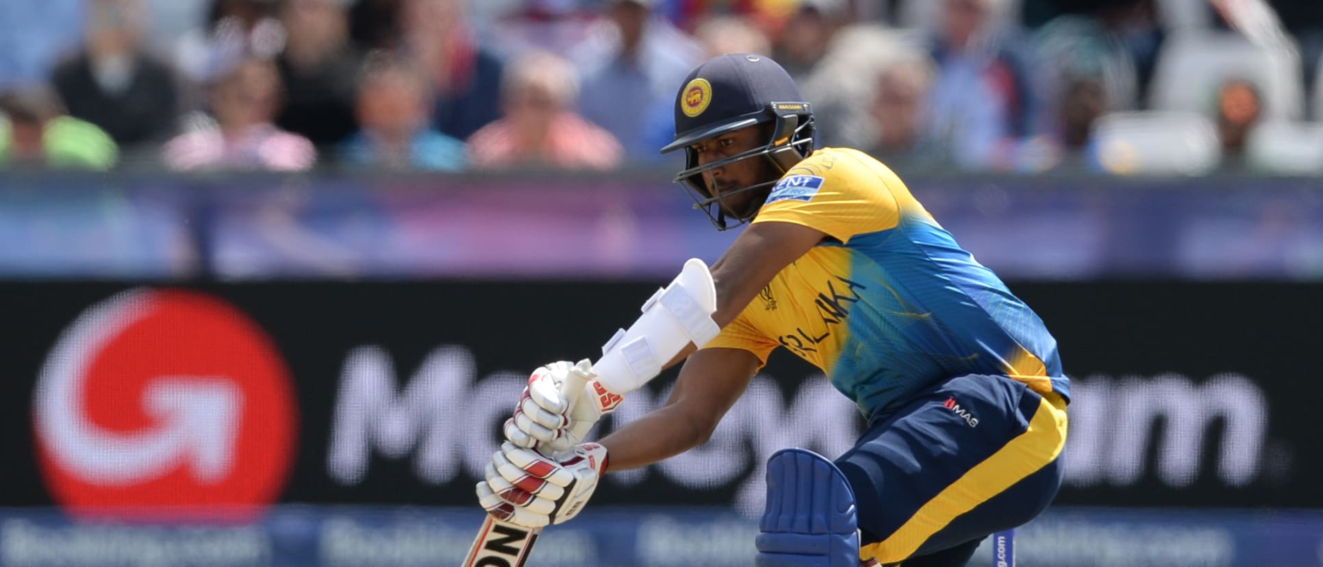 Avishka Fernando drives against West Indies at the Riverside Durham