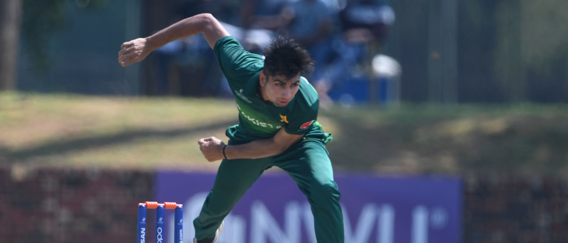 Tahir Hussain during the ICC U19 Cricket World Cup Group C match between Pakistan and Scotland at Absa Puk Oval on January 19, 2020 in Potchefstroom, South Africa.