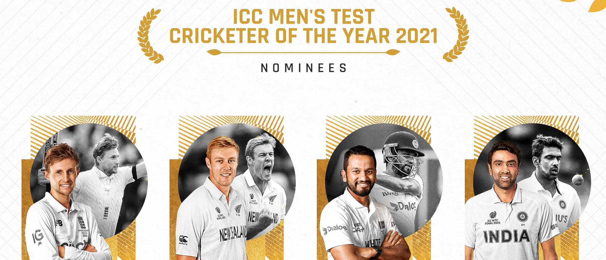 Root, Ashwin, Jamieson and Karunaratne – the nominees for the ICC Men's Test Player of the Year 2021 award