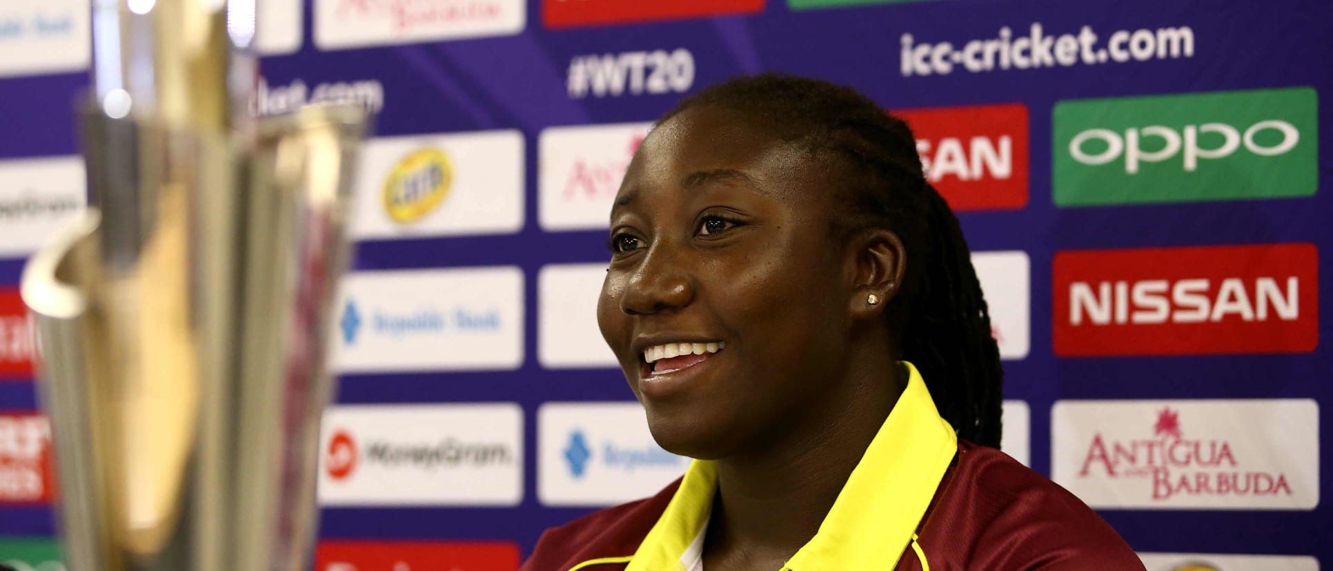 Windies captain Stafanie Taylor, who led her team to glory at the ICC Women's World T20 2016, speaks at the media conference