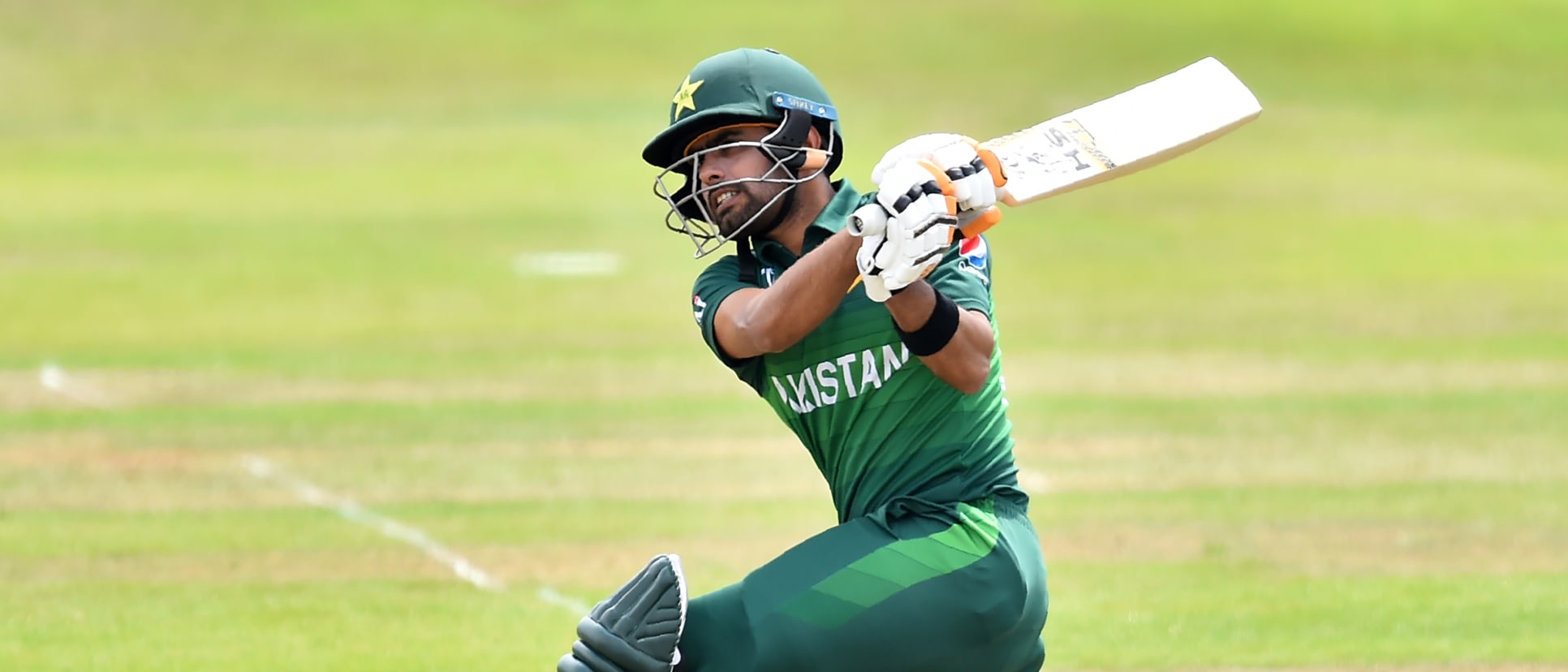 Babar Azam bats during the 2019 Cricket World Cup warm up match between Pakistan and Afghanistan at Bristol County Ground in Bristol, southwest England, on May 24, 2019.