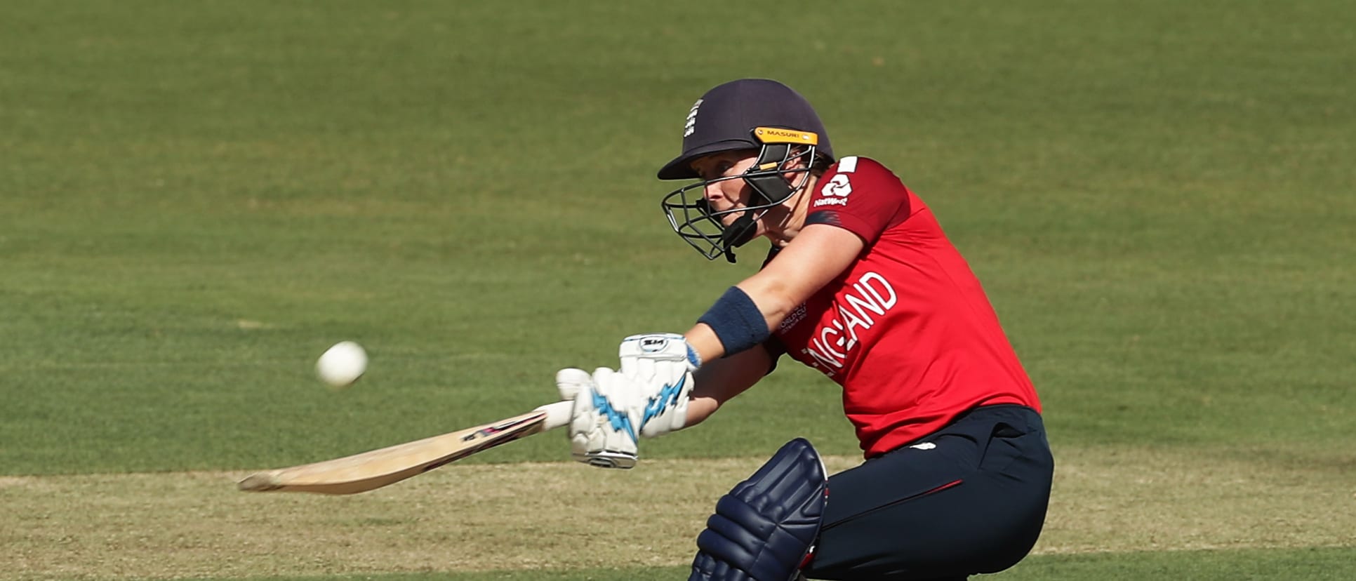 Heather Knight of England bats during the ICC Women's T20 Cricket World Cup match between England and Thailand at Manuka Oval on February 26, 2020 in Canberra, Australia.