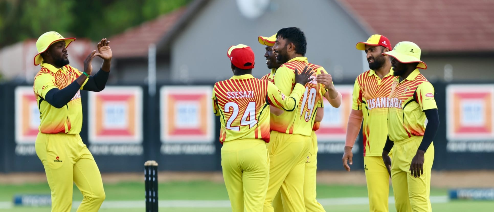 Uganda players celebrate.    *Picture Credit: Cricket Uganda