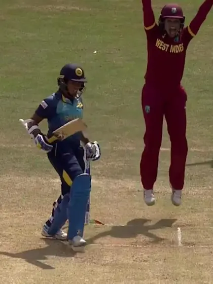 Logo of WICKET: Hasini Perera is dismissed by Stafanie Taylor for 4