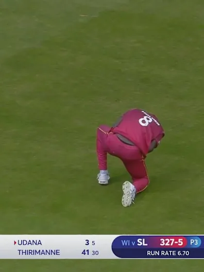 CWC19: SL v WI - Isuru Udana is caught in the deep