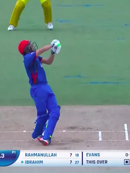 Ibrahim Zadran is caught at fine leg for 7