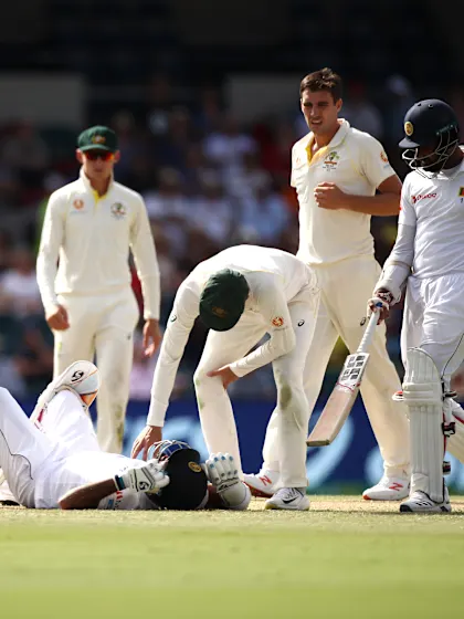 Karunaratne out of hospital after blow to neck from Cummins