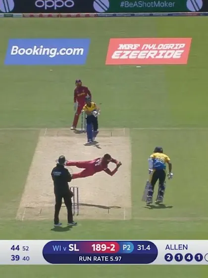 Logo of CWC19: SL v WI - Brilliant caught and bowled by Fabian Allen dismisses Kusal Mendis