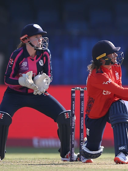 Logo of Wyatt-Hodge, Bouchier race towards Scotland's total | WT20WC 2024