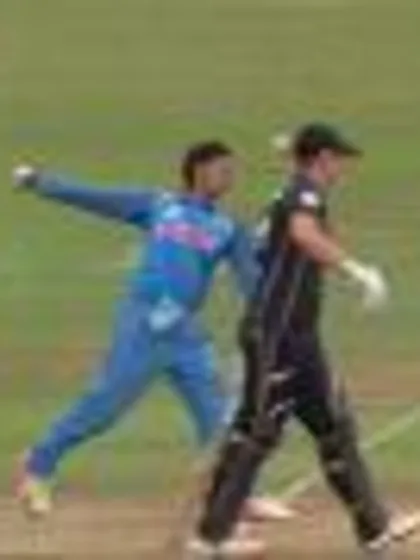 Logo of WICKET: Katie Perkins is castled by Deepti Sharma for 1