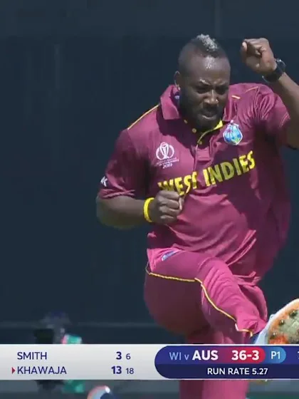 Logo of CWC19: AUS v WI - Great catch from Hope gets rid of Khawaja