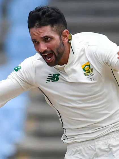 Logo of Maharaj's historic hat-trick fuels South Africa victory