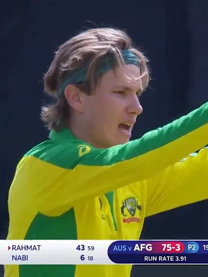 Logo of CWC19: AFG v AUS - Rahmat falls to Zampa