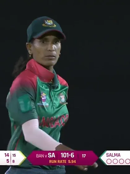 SA v BAN: Salma Khatun knocks over Faye Tunnicliffe