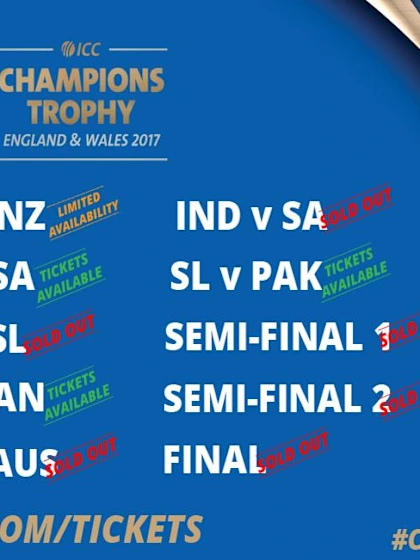 Tickets for eight ICC Champions Trophy matches sold out