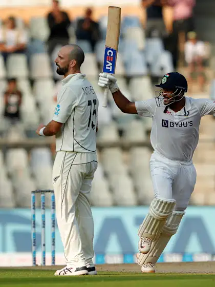 Agarwal ton boosts India after Ajaz four-for