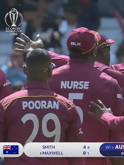 CWC19: AUS v WI - Cottrell sends Maxwell on his way for a duck
