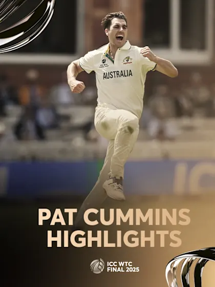 Logo of Skipper Cummins sparkles for AUS with a six-for | Player Highlights | WTC25 Final