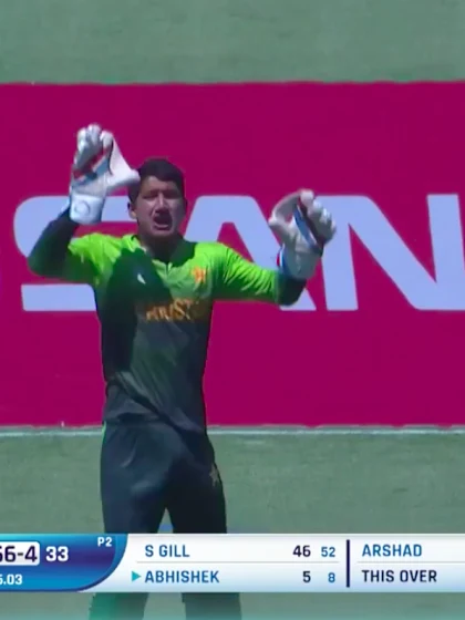 Euan Woods stumped for 7 off the bowling of Ravindra