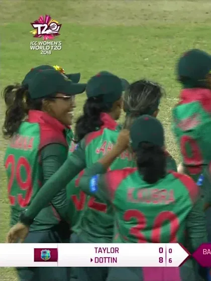 WT20 Match 3: Deandra Dottin is dismissed against Bangladesh