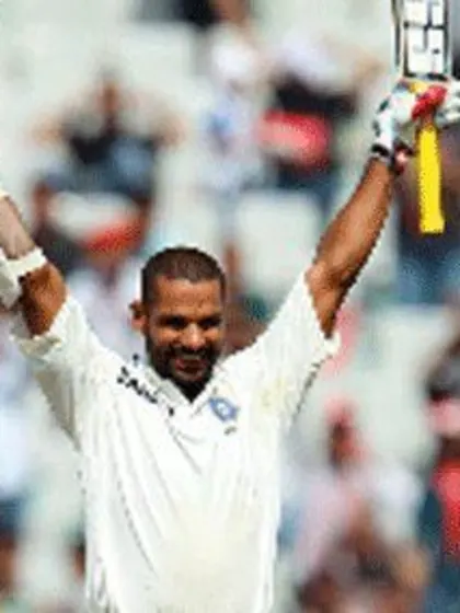 Dhawan slams record Test hundred