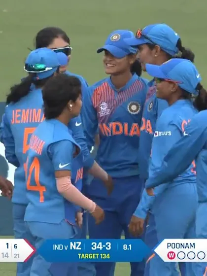 WT20WC: Ind v NZ – Poonam Yadav snares the big wicket of Devine 