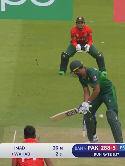 Logo of CWC19: PAK v BAN - Wahab Riaz is yorked by Mohammad Saifuddin 
