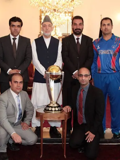 President Karzai hosts ICC Cricket World Cup 2015 trophy in Kabul
