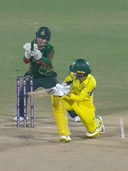 Litchfield's perfect scoop to bring up the fifty partnership | CWC25