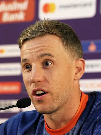 24 October - Delhi - Netherlands player Logan van Beek pre-match press conference